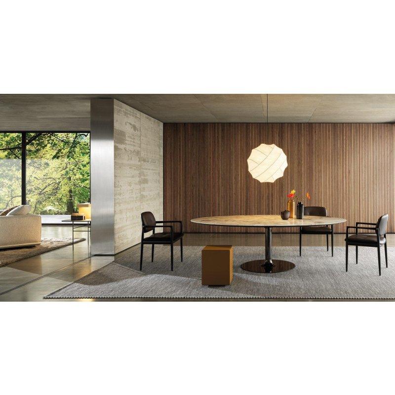 Oval Mermer Masa 240x140 cm Arabescato Grigio - 91927