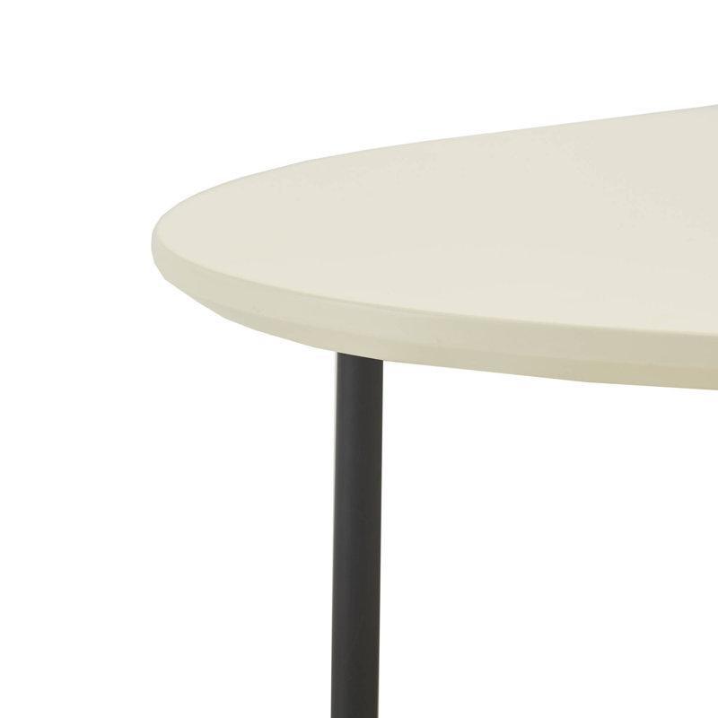 Oval Orta Sehpa Beyaz Ceviz 122x61 cm Siyah Metal Ayaklı - 105859