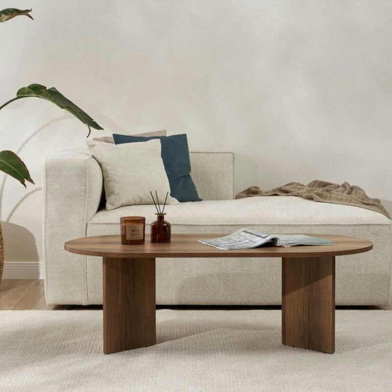 Oval Orta Sehpa Koyu Ceviz Rengi V Ayaklı 119x60 cm - 102960