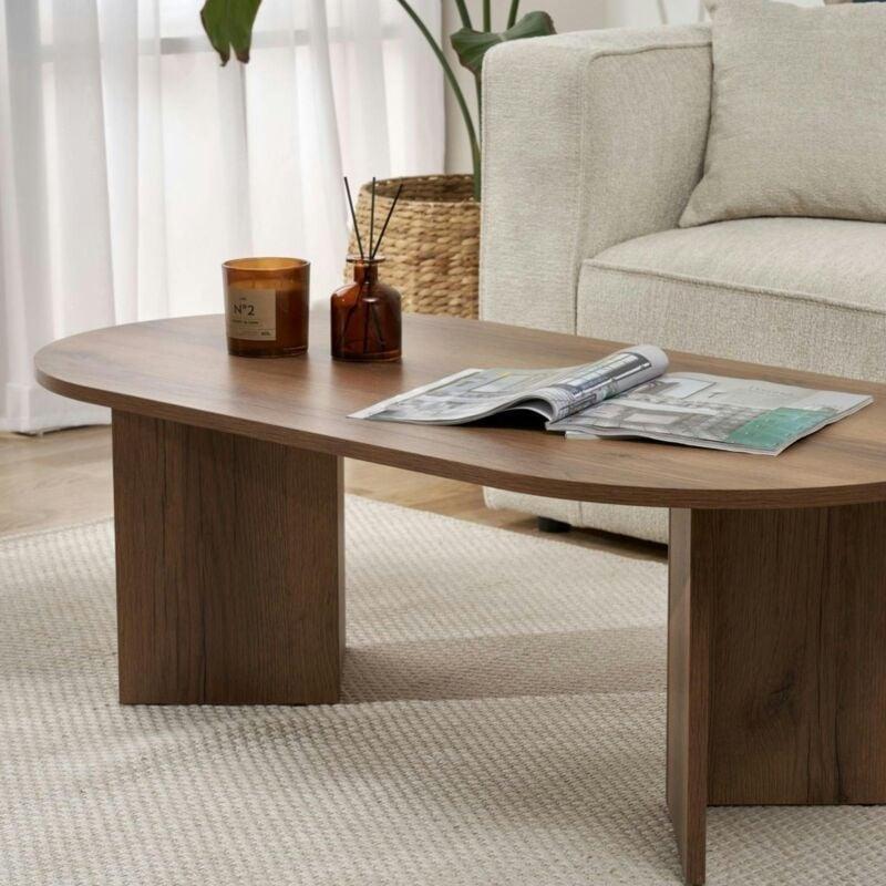 Oval Orta Sehpa Koyu Ceviz Rengi V Ayaklı 119x60 cm - 102960