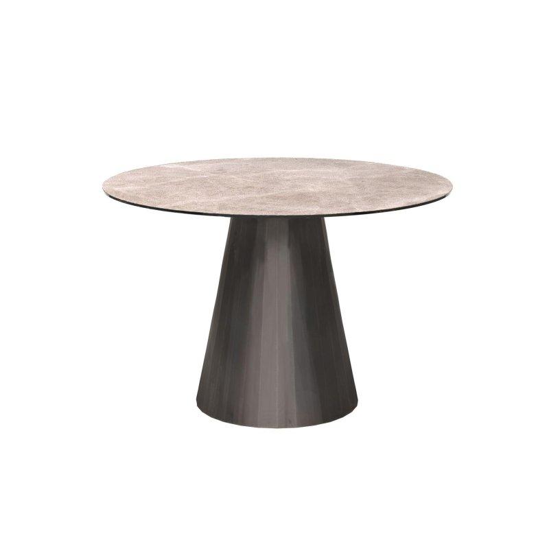 Oval Porselen Masa Beyaz Bronz Ayaklı - 89797