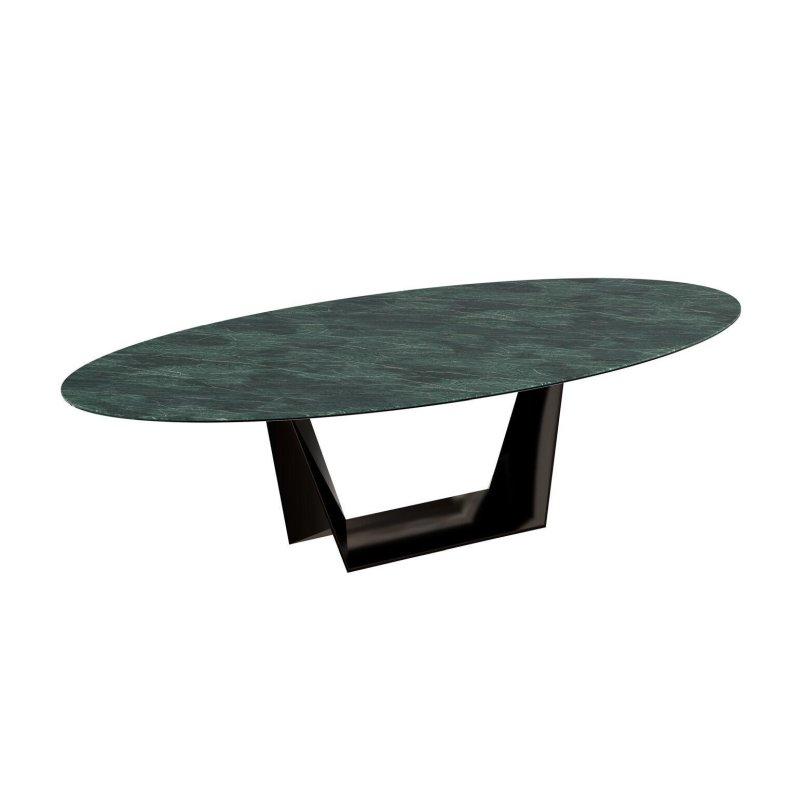 Oval Porselen Masa Krem Siyah Ayaklı 300x150x75 cm - 89785