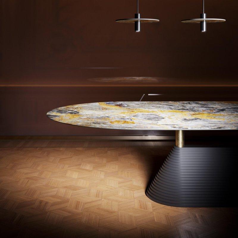 Oval Porselen Masa Mermer Desenli 300x135x75 cm - 89767