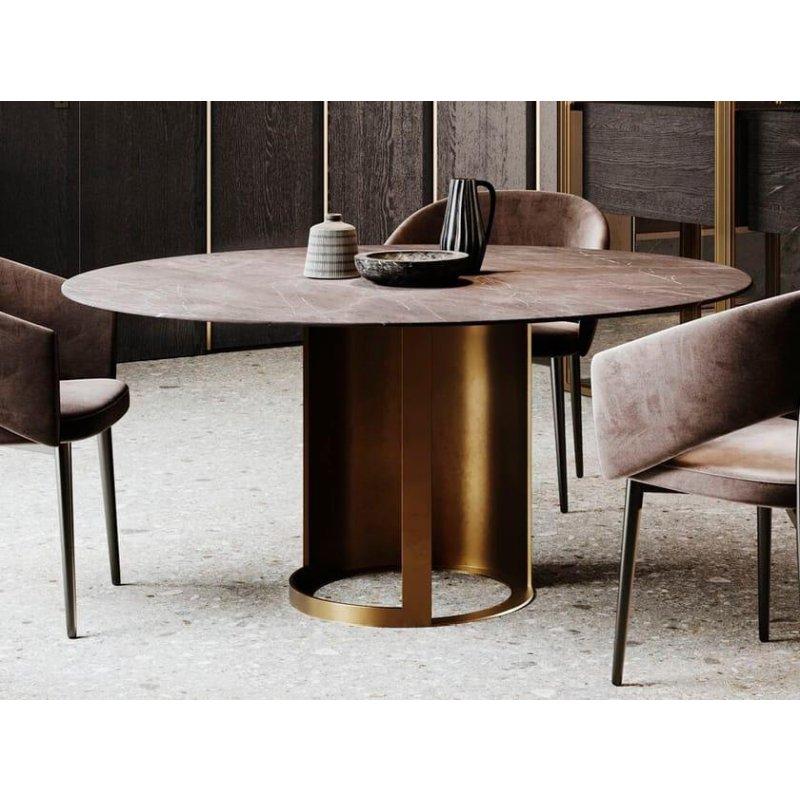 Oval Porselen Masa Siyah Mermer Bronz Ayaklı 240x120x75 cm - 89809