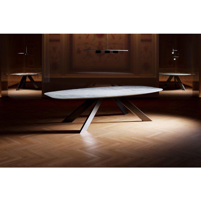 Oval Porselen Masa Siyah Mermer Desenli 300x150x75 cm - 89791