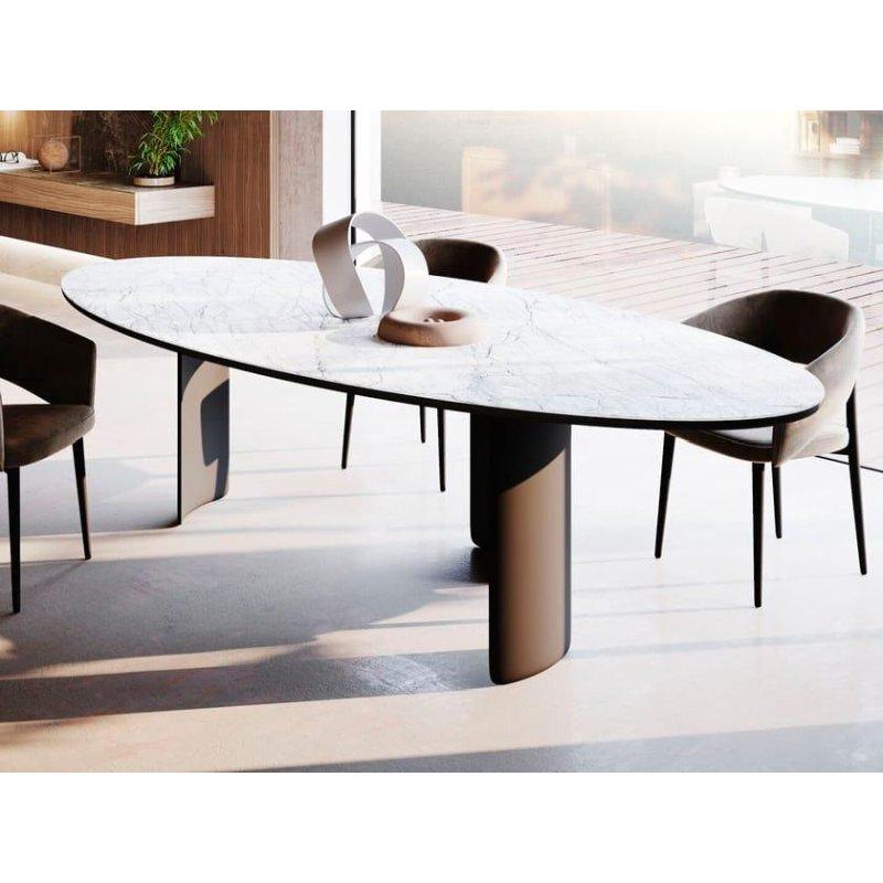 Oval Porselen Masa Siyah Metal Ayaklı - 89824