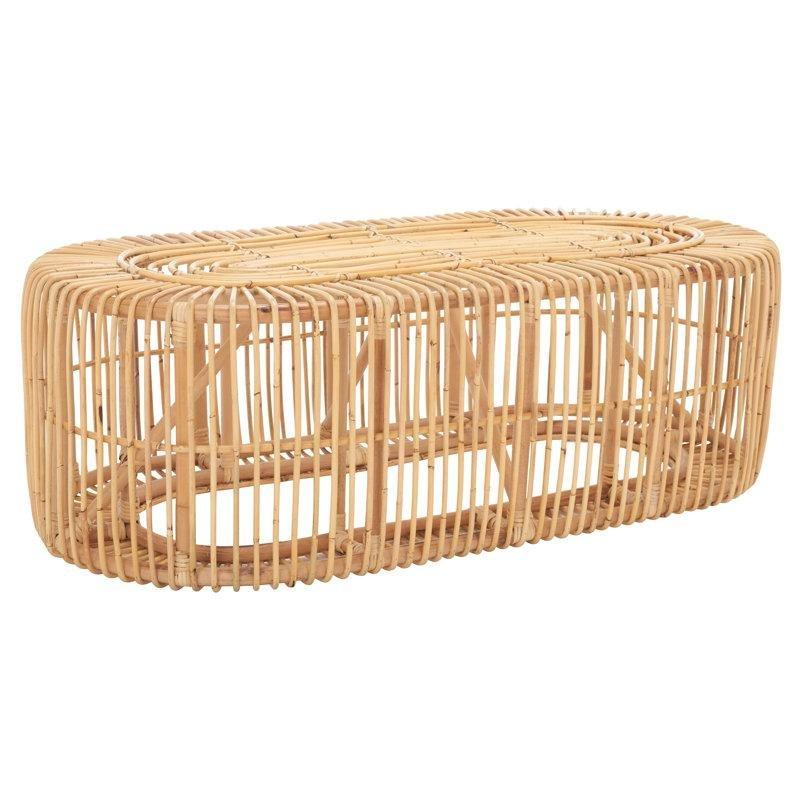 Oval Rattan Orta Sehpa 122x61x41 cm Doğal - 105358