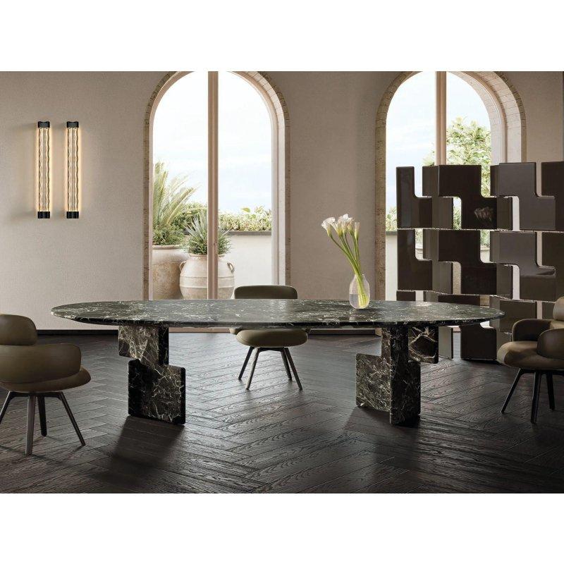 Oval Siyah Mermer Masa 240x130 cm - 92038