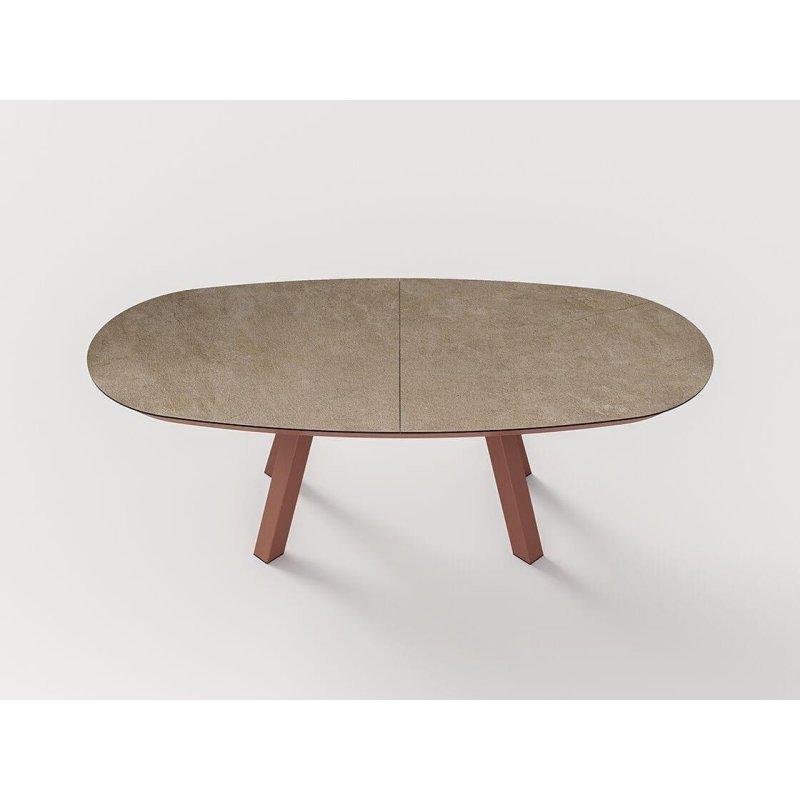 Oval Uzatılabilir Seramik Masa Mermer Desenli 220x120 cm - 89416