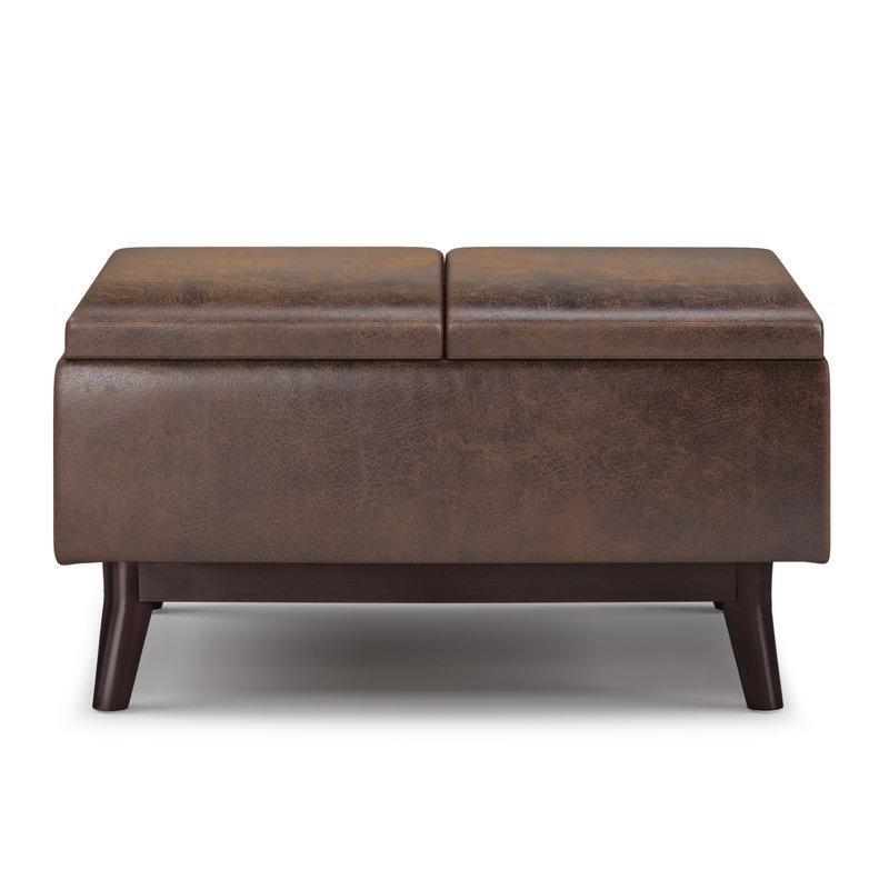 Owen Kahverengi Vegan Deri Puflu Orta Sehpa 86 cm - 104863