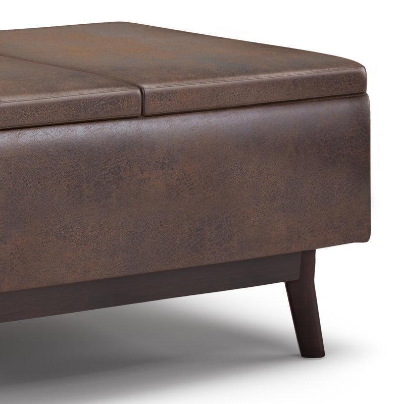 Owen Kahverengi Vegan Deri Puflu Orta Sehpa 86 cm - 104863