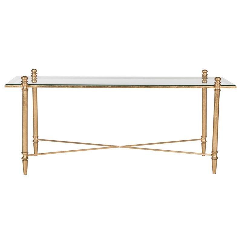 Oxendine Temperli Cam Üstü Gold Ayaklı Orta Sehpa 80x39 cm - 105064
