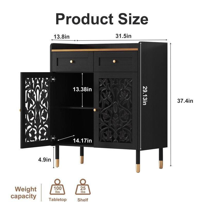 Oymalı Siyah Kahve Köşesi 80 cm Endüstriyel Ahşap - 100015