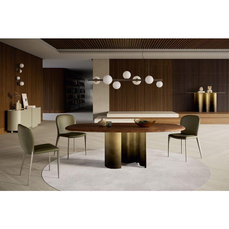 Papelito Seramik Masa Endüstriyel Ahşap ve Bronze Taban 200x100 cm - 89674