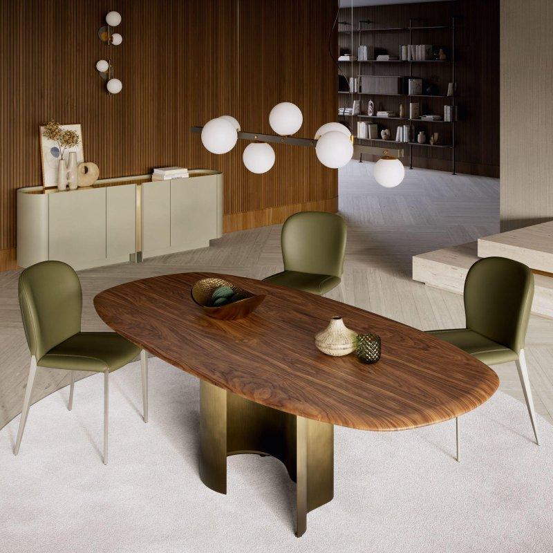 Papelito Seramik Masa Endüstriyel Ahşap ve Bronze Taban 200x100 cm - 89674