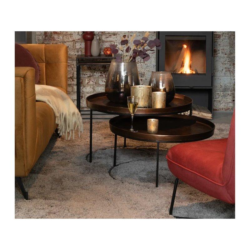 Pas Renkli Metal Yuvarlak Üçlü Zigon Sehpa 80 cm - 106471
