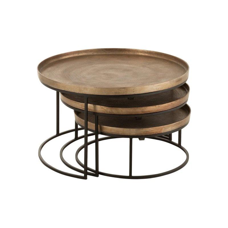 Pas Renkli Metal Yuvarlak Üçlü Zigon Sehpa 80 cm - 106471