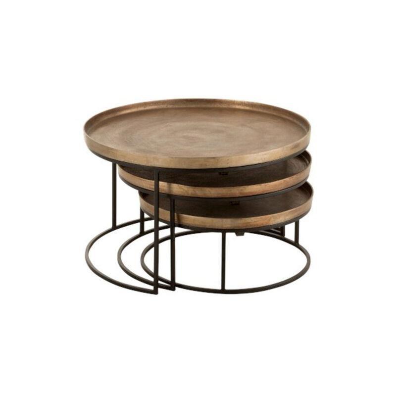 Paslı Metal Yuvarlak Zigon Sehpa Siyah Ayaklı 80 cm - 107026