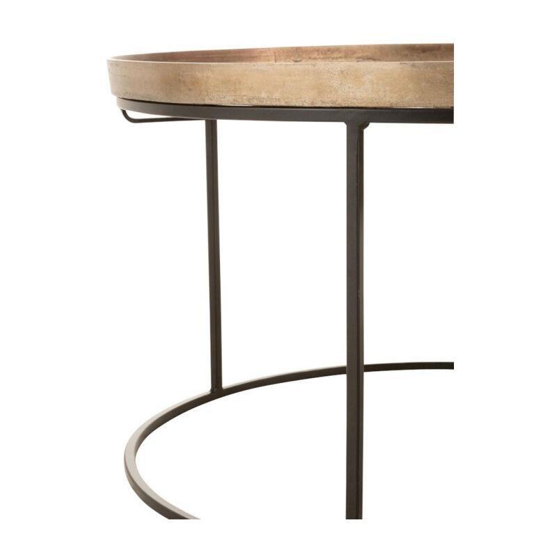 Paslı Metal Yuvarlak Zigon Sehpa Siyah Ayaklı 80 cm - 107026