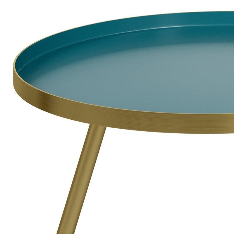 Petrol Mavisi Gold Ayaklı Ferforje Zigon Sehpa 61x61x46 cm - 108199