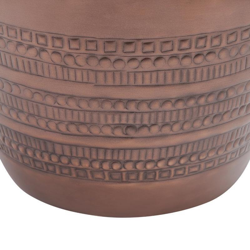 Pirinç Alüminyum El Dövme Dokulu Pirinç Yan Sehpa-56x46x46 cm - 113139