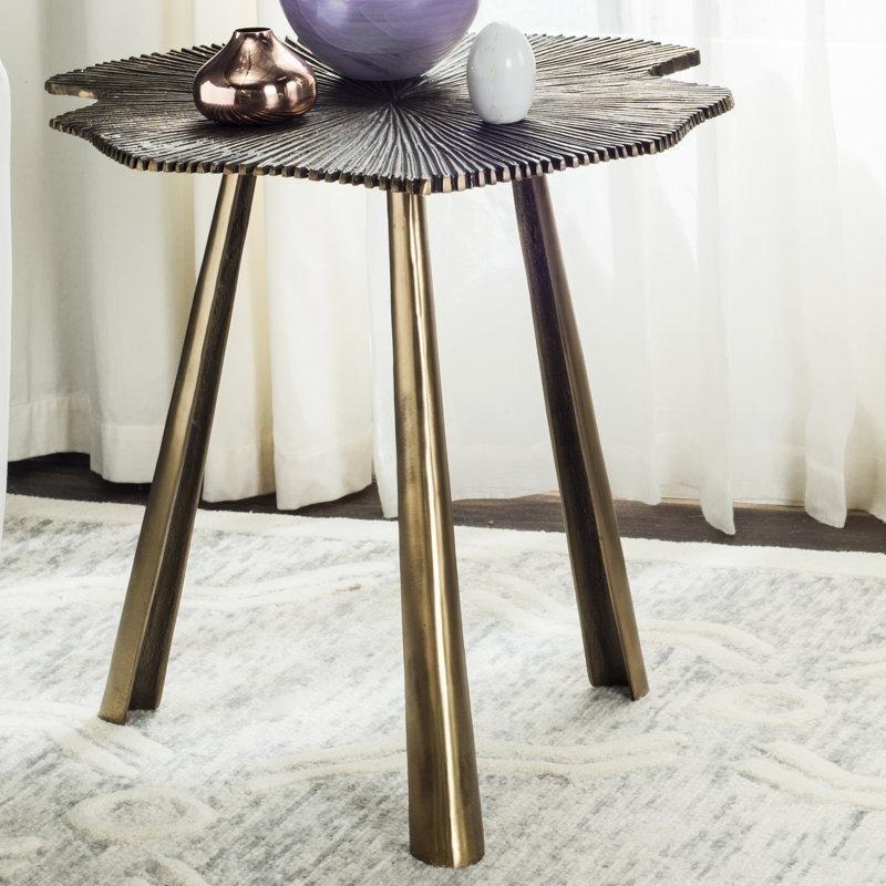 Pirinç Metal El Yapımı Üç Ayaklı Pirinç Yan Sehpa-60x51x53 cm - 113124