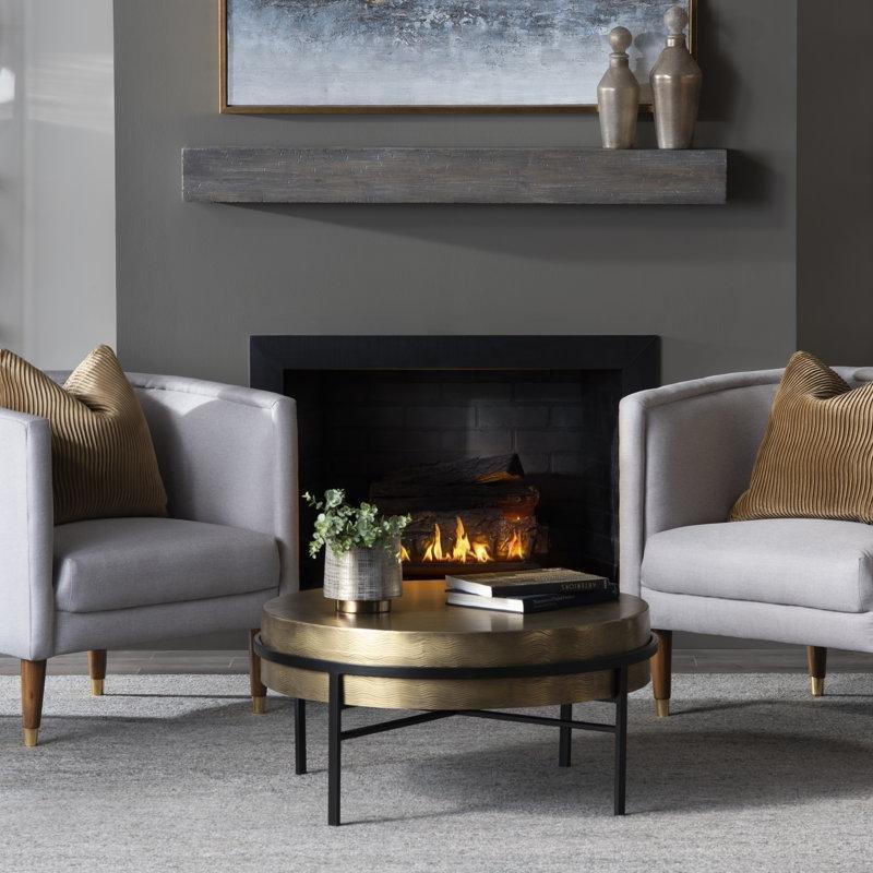 Pirinç Orta Sehpa Yuvarlak 86 cm Siyah Ayaklı - 104752