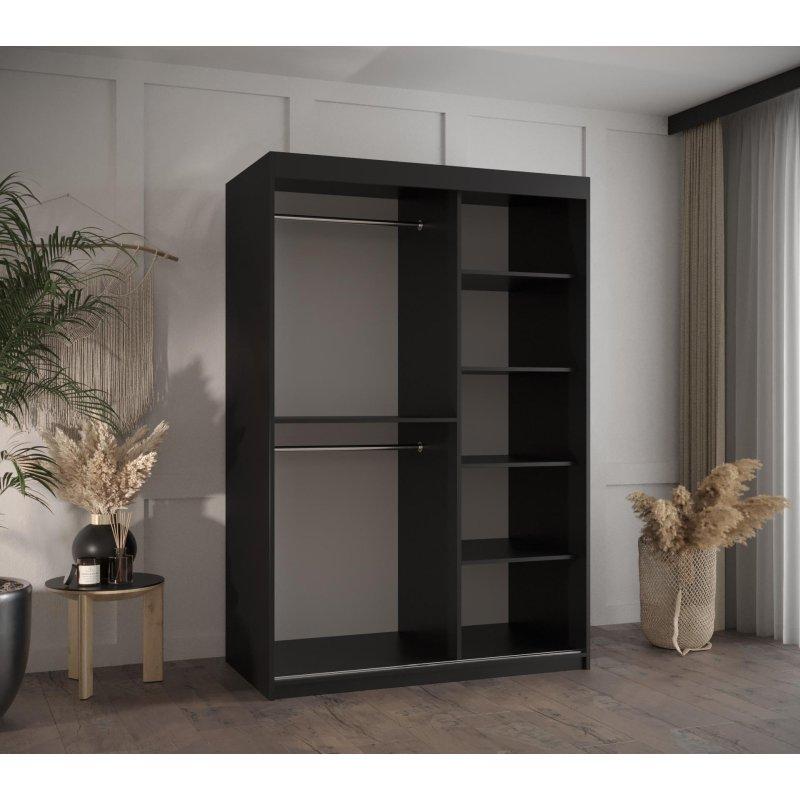 Plecionka Siyah Endüstriyel Ahşap Sürgülü Gardrop 120x200 cm - 90625
