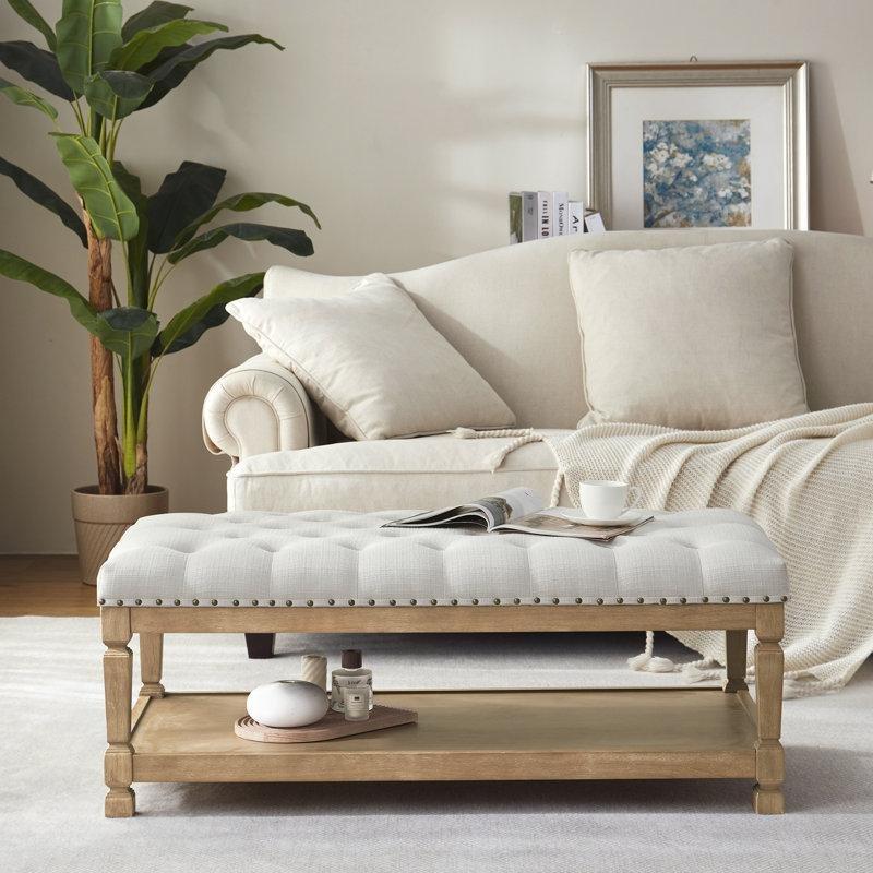 Polyester Kumaş Dikdörtgen Depolama Puflu Orta Sehpa 122 cm - 104884