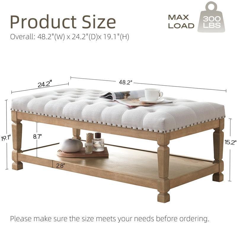 Polyester Kumaş Dikdörtgen Depolama Puflu Orta Sehpa 122 cm - 104884