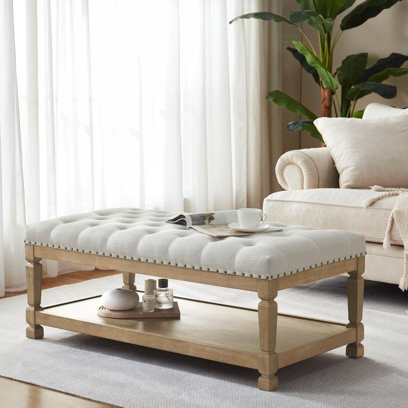 Polyester Kumaş Dikdörtgen Depolama Puflu Orta Sehpa 122 cm - 104884