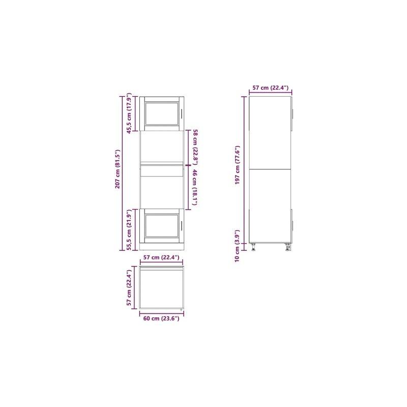 Porto Beyaz Parlak Endüstriyel Ahşap Fırın Dolabı 60x57x207 cm - 100659