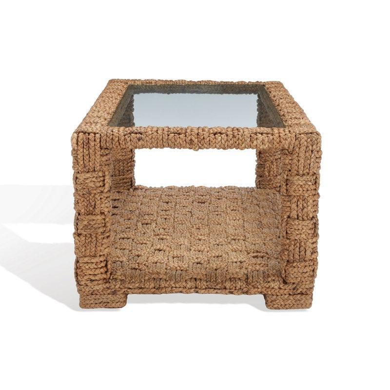 Pretoria Cam Üstlü Hasır Rattan Orta Sehpa 112x61x46 cm - 105388