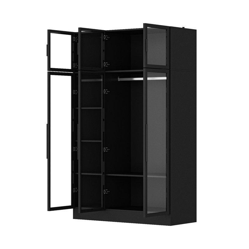 Prudhomme Cam Kapılı Gardrop Siyah 190 cm x 120 cm x 49 cm - 91207