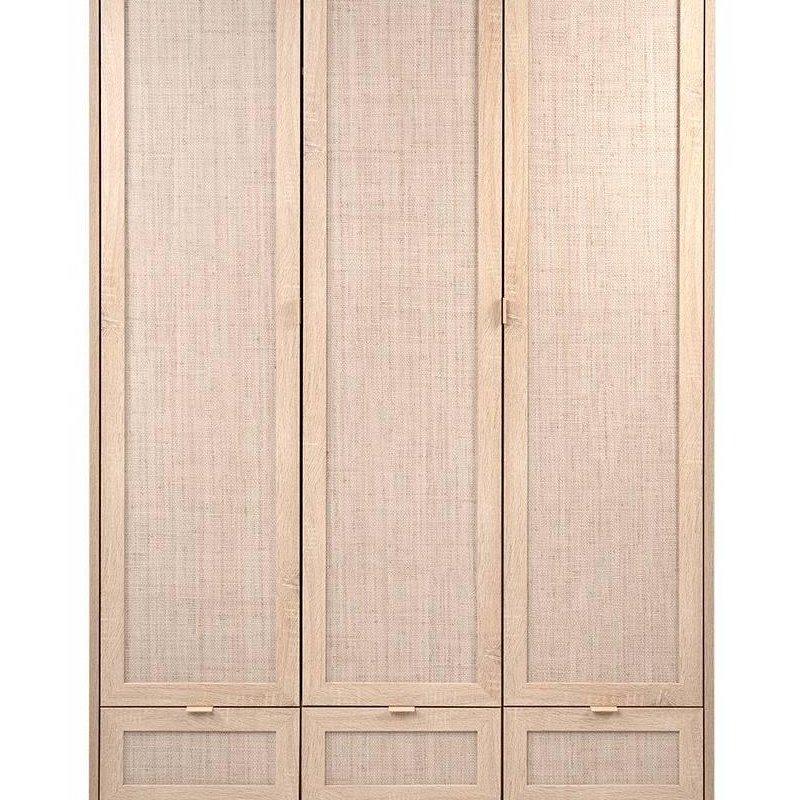 Rattan Baskılı 3 Kapılı Gardrop 120 cm Sonoma Meşe - 90655