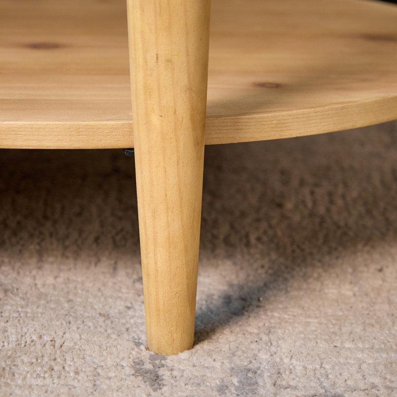 Rattan Orta Sehpa Oval Camlı Doğal Ahşap 110x55x40 cm - 105397