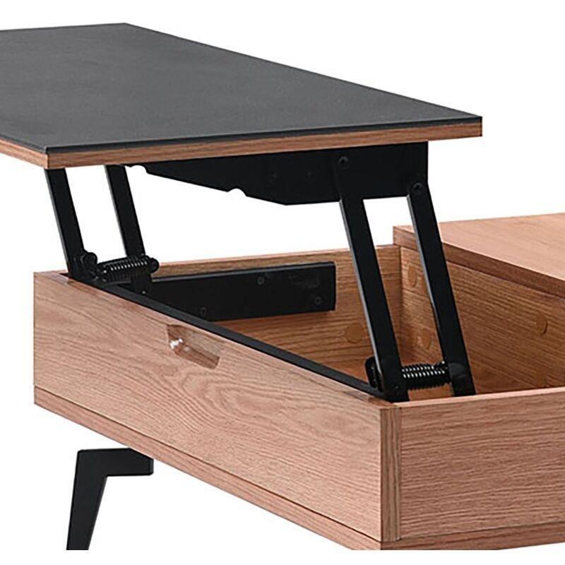 Reno Açılır Akıllı Sehpa Endüstriyel Tasarım Doğal Meşe Efekti Seramik 80x80x35 cm - 101464