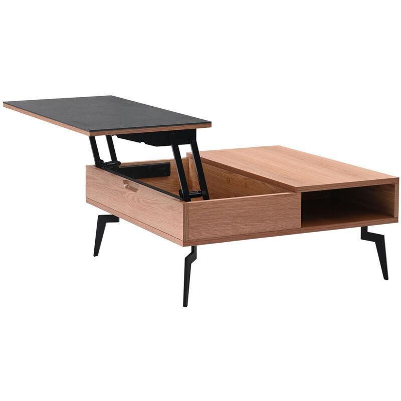 Reno Açılır Akıllı Sehpa Endüstriyel Tasarım Doğal Meşe Efekti Seramik 80x80x35 cm - 101464