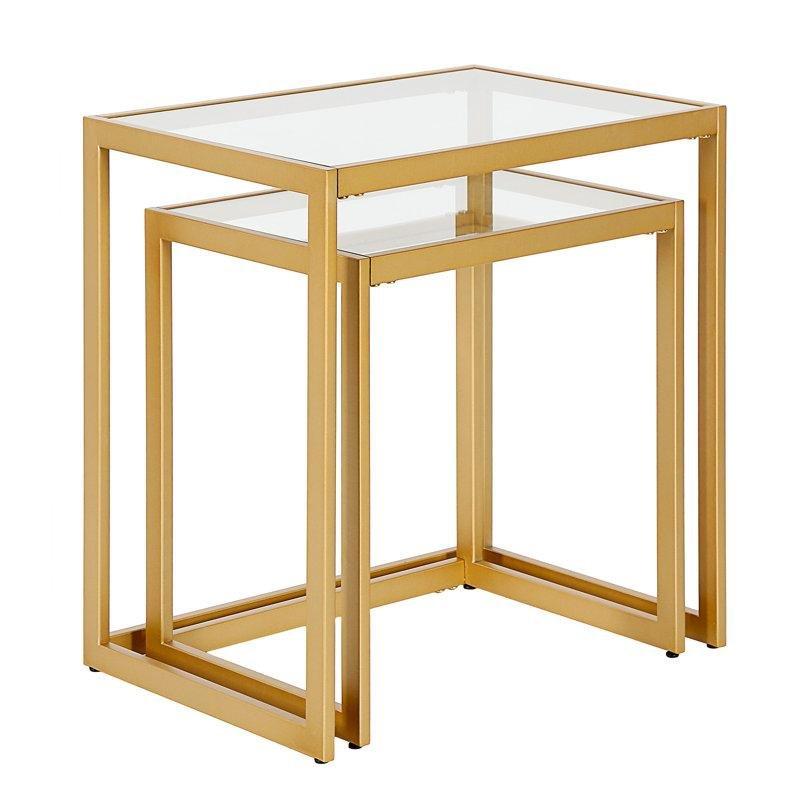 Rocco Şeffaf Camlı Gold Metal Zigon Sehpa 61x41x56 cm - 108532