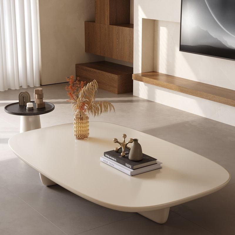 Rudina Modern İç İçe Geçen Oval Endüstriyel Ahşap Orta Sehpa Seti - 175 cm - 104515