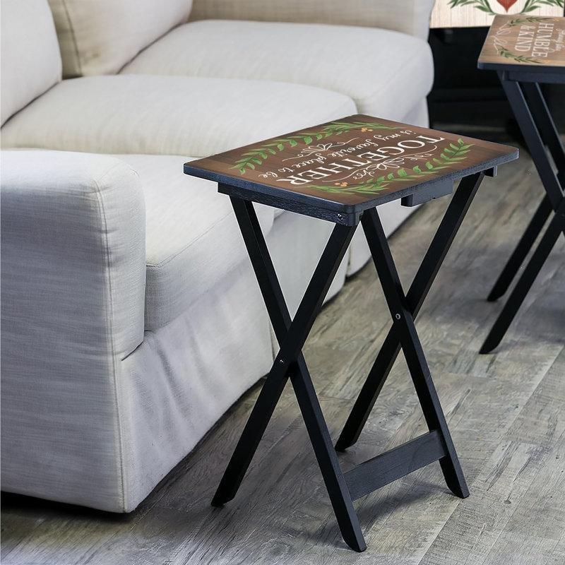 Rustik Ahşap Katlanır Zigon Sehpa 48x38 cm 4'lü Set - 108277