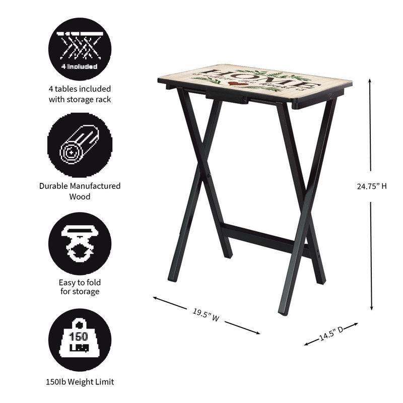Rustik Ahşap Katlanır Zigon Sehpa 48x38 cm 4'lü Set - 108277