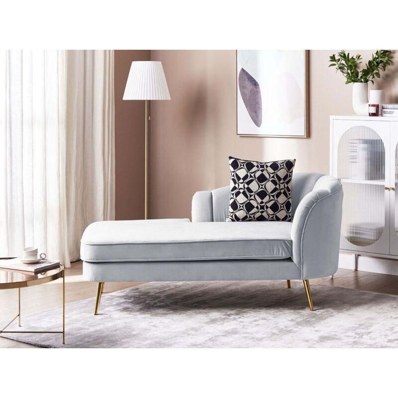 Sağ Kollu Gri Kadife Dinlenme Koltuğu Altın Ayaklı 150x76x75 cm - 109041