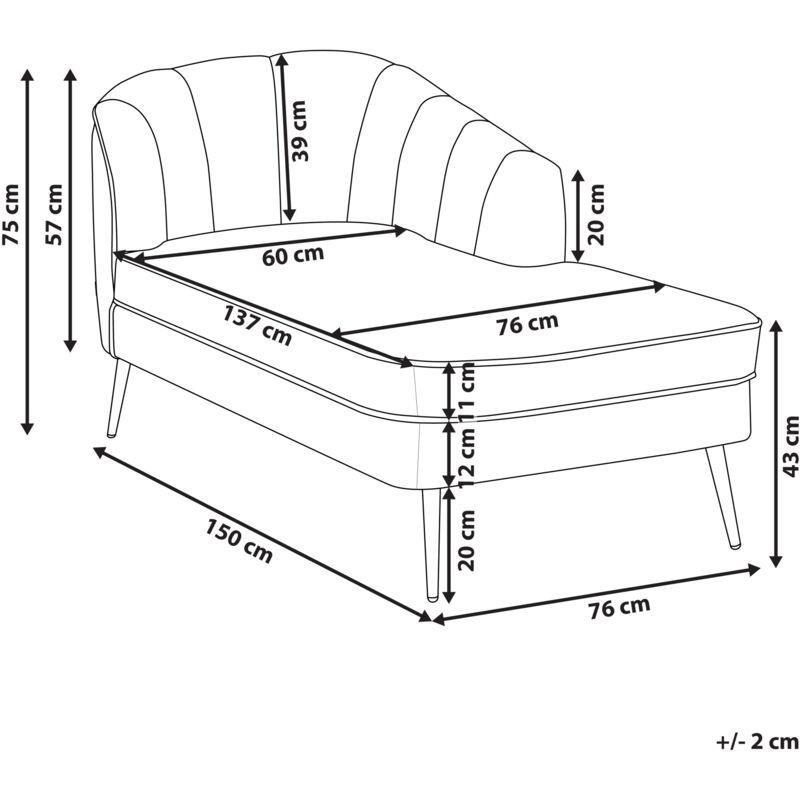 Sağ Kollu Gri Kadife Dinlenme Koltuğu Altın Ayaklı 150x76x75 cm - 109041