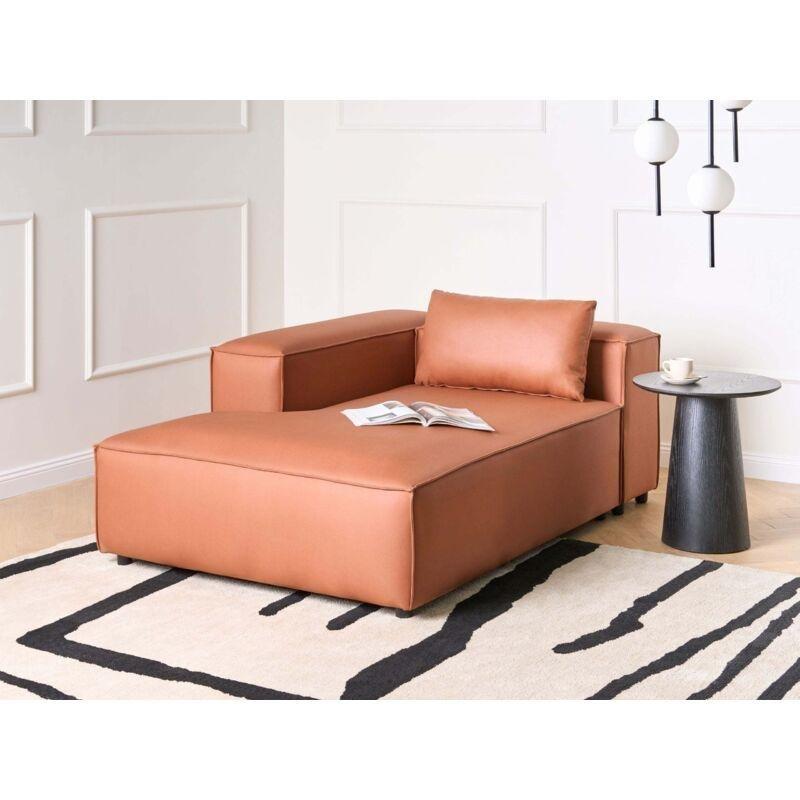 Sağ Kollu Modern Kahverengi PU Deri Dinlenme Koltuğu 121x184x70 cm - 108947