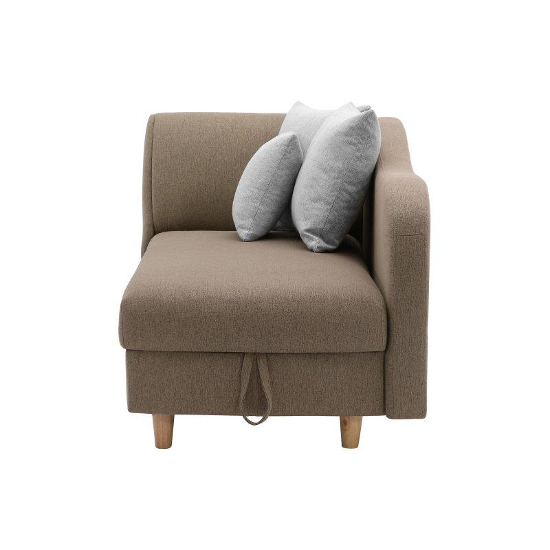 Sağ Şezlong Tipi Açılır Kumaş Dinlenme Koltuğu, Saklama Sandıklı, 3 Yastıklı Kahverengi-160x81x80 cm - 110132