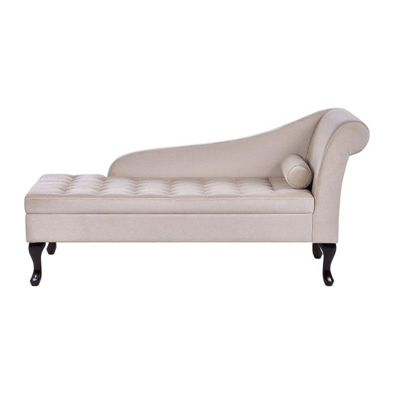 Sağ Taraf Dinlenme Koltuğu Kadife Açık Bej Saklama Bölmeli-145x62x71 cm - 109850