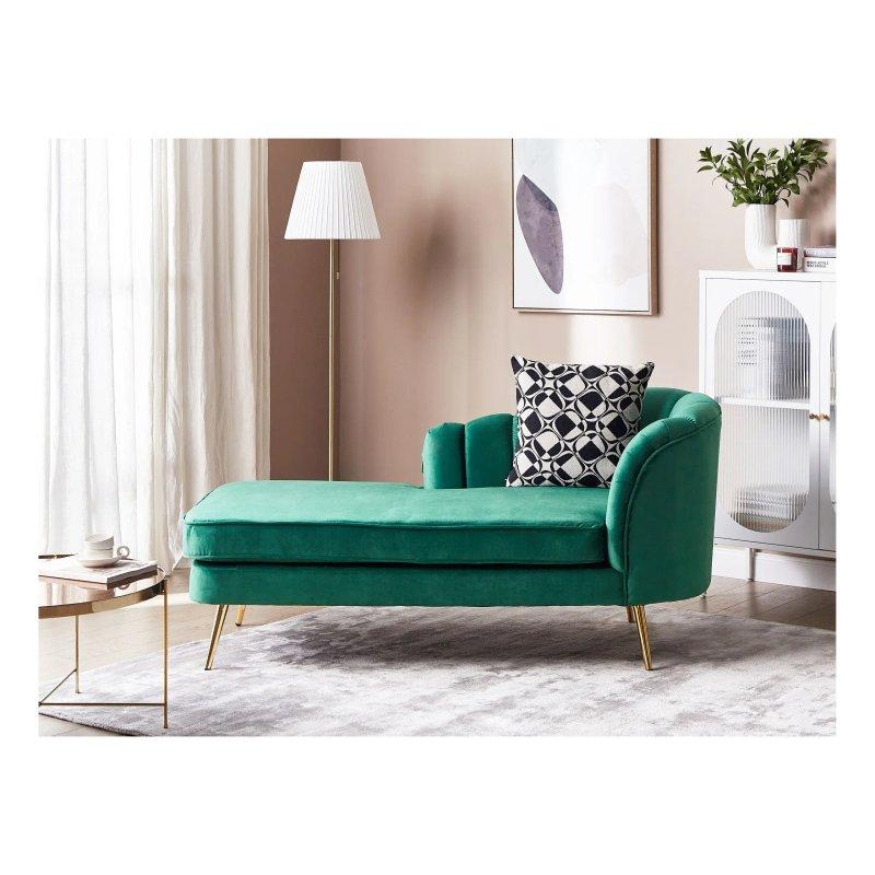 Sağ Taraf Dinlenme Koltuğu Zümrüt Yeşili Kadife-150x76x75 cm - 109796