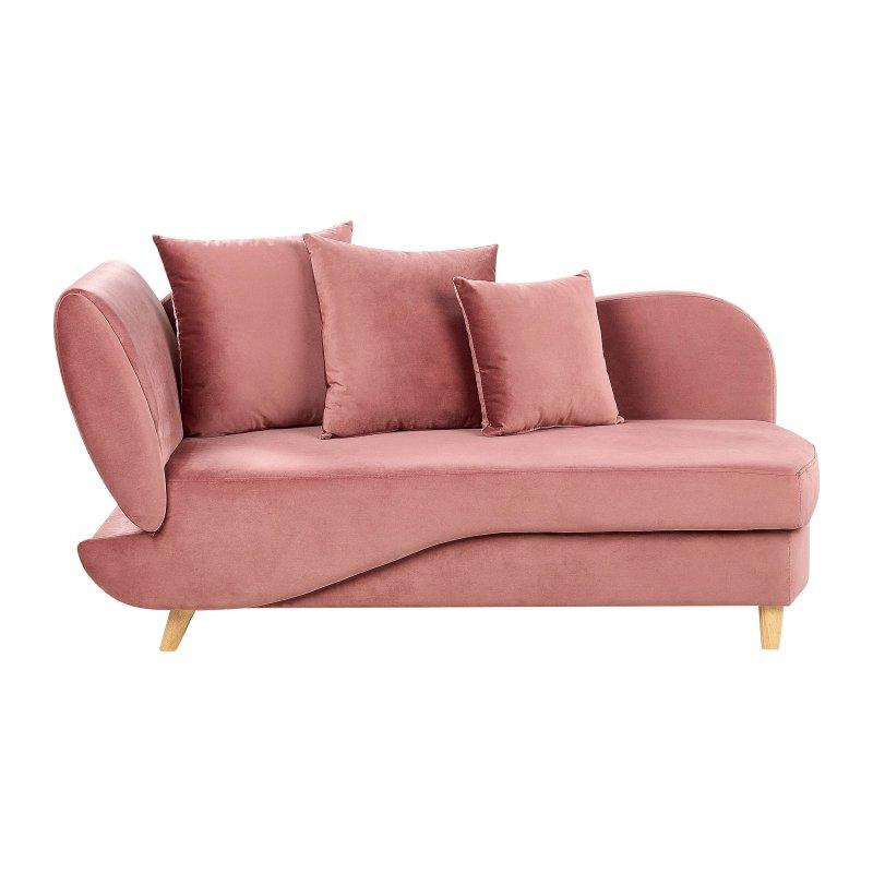 Sandıklı İki Kişilik Dinlenme Koltuğu Kadife Pembe-155x69x76 cm - 109994