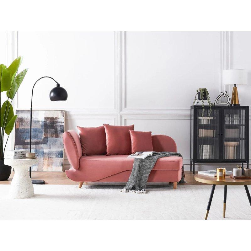 Sandıklı İki Kişilik Dinlenme Koltuğu Kadife Pembe-155x69x76 cm - 109994